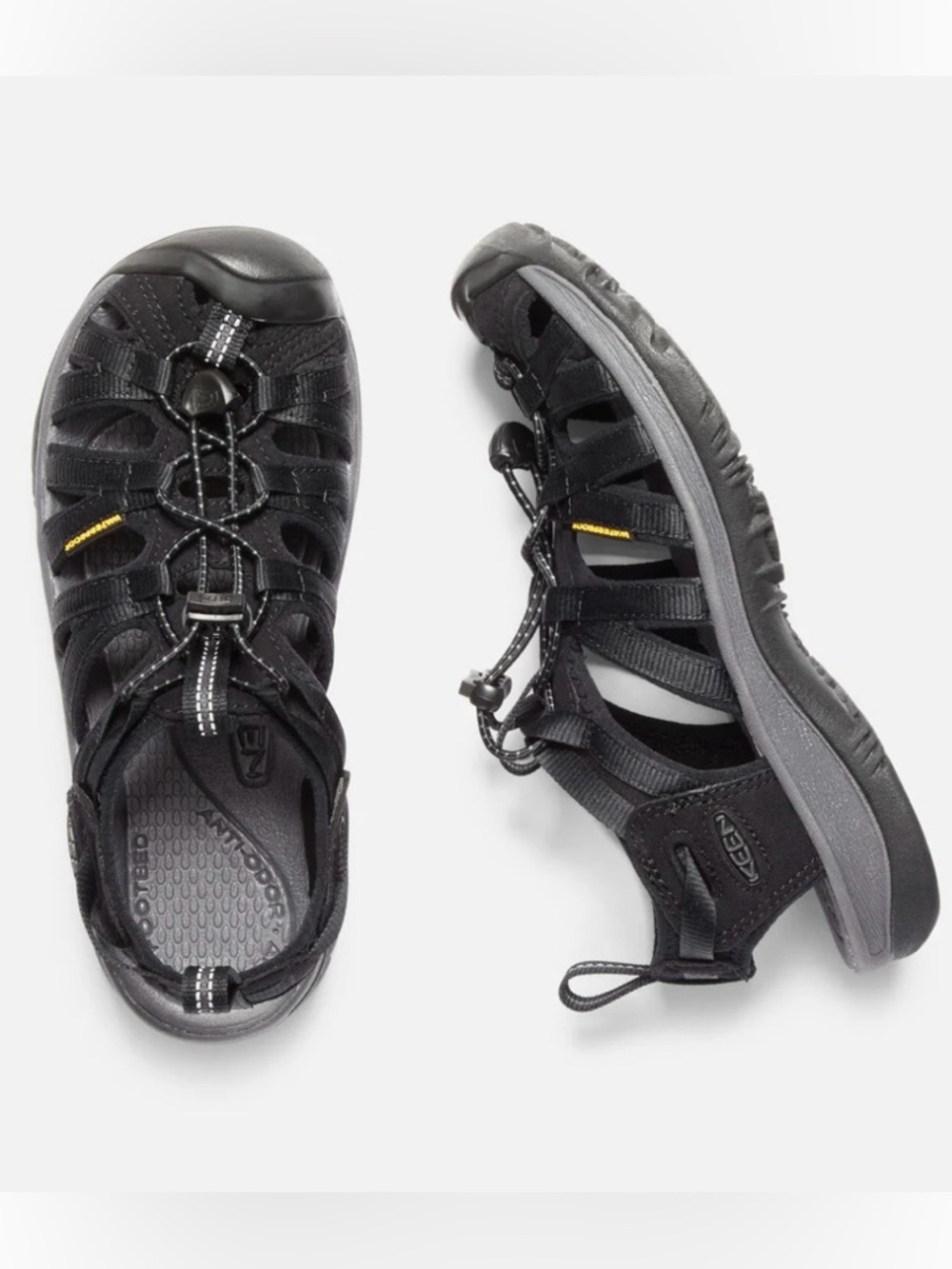 Keen Whisper Women’s Black Rugged Outdoor Adventure Trail Bungee Sandal Sz 8